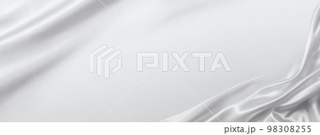 ドレープのあるシルクの白い布の背景テクスチャー 98308255