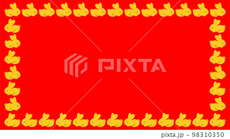 Golden rabbit isolated on a red background and texture. Chinese New Year. 98310350