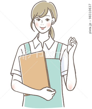 ガッツポーズをする介護士の女性　 98310637