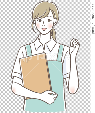 ガッツポーズをする介護士の女性　 98310637