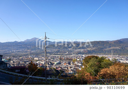 トンネル坂（団子坂）から見た沼田駅周辺の町並み【河岸段丘の坂道・群馬県沼田市】 98310699