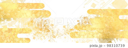 平安美術風の金銀砂子と和風雲背景のおめでたいお正月イラスト 98310739