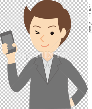 smiling man holding a smartphone 98310743