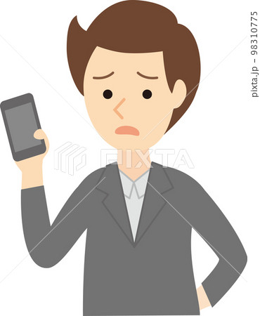 スマホを持って困惑する男性 スマホを持って困惑する男性 98310775