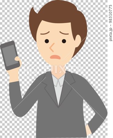 スマホを持って困惑する男性 スマホを持って困惑する男性 98310775