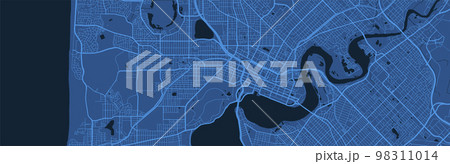 Blue map of Perth city, linear print map. Cityscape panorama. 98311014
