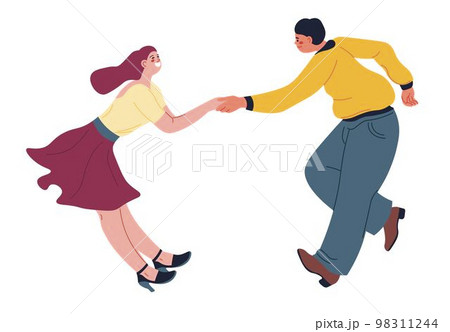 Dancing couple, sportive pair making performance 98311244