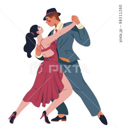 Dancing pair, professional tango dancers on stage 98311260