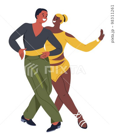 Dancing pair, professional dancers smiling vectorのイラスト素材