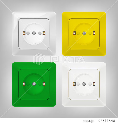 Vector set of different colored electrical sockets. Vector set of different colored electrical sockets. 98311348