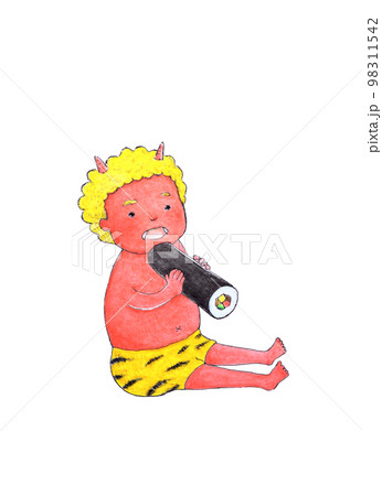 巻き寿司を食べる赤鬼 巻き寿司を食べる赤鬼 98311542