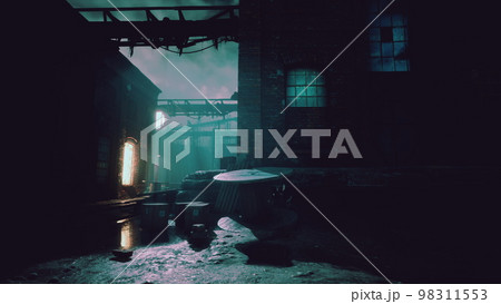 Night at large abandoned industrial area 98311553