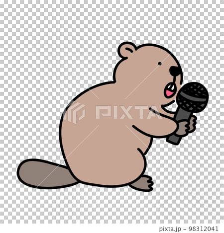 マイクを持って喋るビーバー 98312041