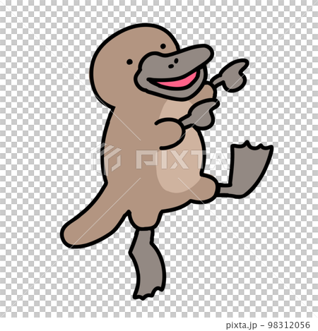 両手で指をさすカモノハシ 両手で指をさすカモノハシ 98312056