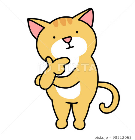 考えるポーズのトラ猫 98312062