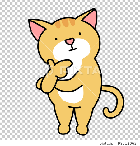 考えるポーズのトラ猫 98312062