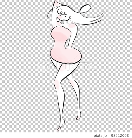 A woman putting out her legs from a miniskirt A woman putting out her legs from a miniskirt 98312068