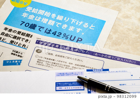 年金請求書 老齢年金の請求と繰り下げ請求のイメージ 年金請求書 老齢年金の請求と繰り下げ請求のイメージ 98312099