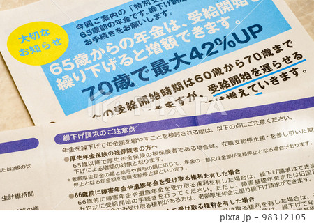 年金請求書 老齢年金の請求と繰り下げ請求のイメージ 年金請求書 老齢年金の請求と繰り下げ請求のイメージ 98312105