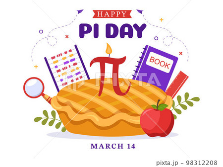 World Pi Day Illustration with Mathematical Constants, Greek Letters or Baked Sweet Pie for Landing Page in Hand Drawn Cartoon Symbol Templates 98312208