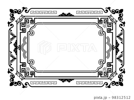 中華風 フレーム枠 セットのイラスト素材 [98312512] - PIXTA