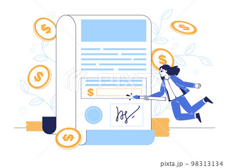 Banking paperwork, business financial contract signing. Check money transaction, people making online signature flat vector illustration. Official bank paper signing Banking paperwork, business financial contract signing. Check money transaction, people making online signature flat vector illustration. Official bank paper signing 98313134