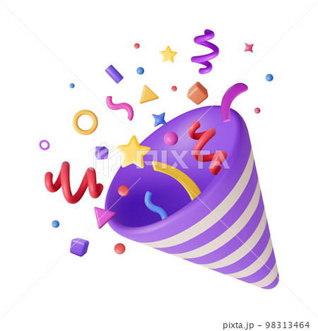 3D Party Popper with Confetti 3D Party Popper with Confetti 98313464