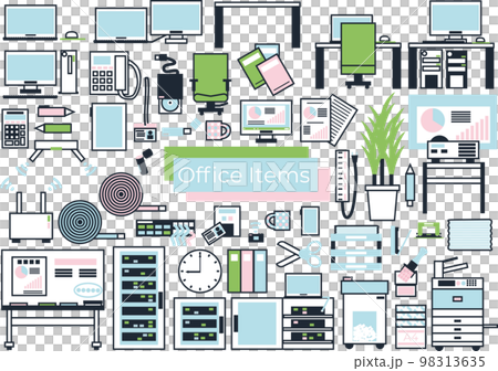 插圖集的辦公用品 98313635