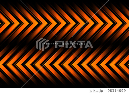 Abstract black background with glowing orange arrows. Geometric arrow pattern. Modern futuristic graphic design. Suit for poster, banner, brochure, cover, website, flyer. Vector illustration 98314099