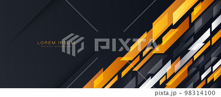 Abstract black wide banner background with yellow and white diagonal geometric shape. Modern geometric with diagonal stripes. Futuristic technology concept. Vector illustration 98314100