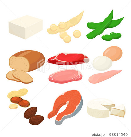 フェニルアラニンを含む食品のベクター イラスト。 フェニルアラニンを含む食品のベクター イラスト。 98314540