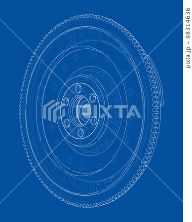 Sketch of clutch basket for the car. Vector Sketch of clutch basket for the car. Vector 98314636