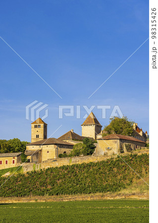Chateau de Pierreclos castle, Saone-et-Loire departement, Burgundy, France 98315426