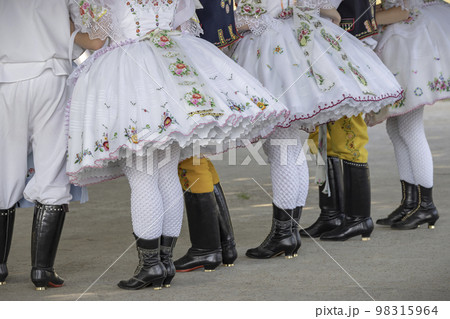 Detail of folk costume, Rakvice, Southern Moravia, Czech Republic 98315964