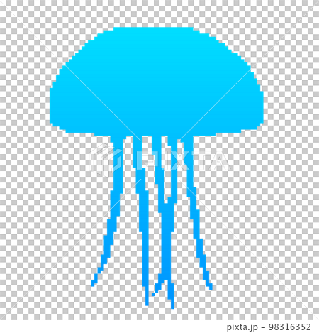 クラゲシルエットのドット絵(青) 98316352