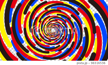 鮮やかでポップな渦巻模様 抽象画 広がりデザイン 16：9 にぎやかな