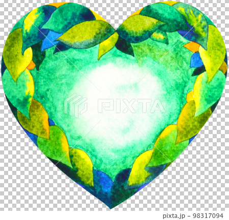 green color of chakra symbol heart concept, flower floral, watercolor painting hand drawn icon logo, illustration design sign 98317094