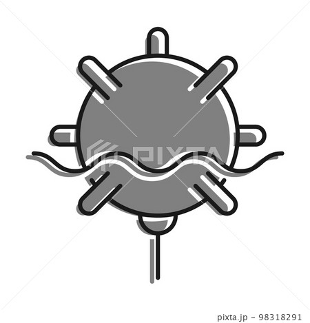 Linear icon, combat naval anti submarine mine. Fight against enemy ships. Simple black and white vector isolated on white background 98318291