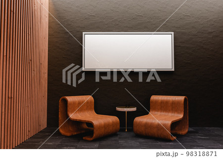 Lounge area with blank banner in frame Lounge area with blank banner in frame 98318871