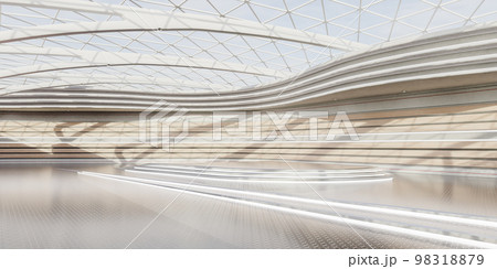 Exhibit hall designed interior in illumination 98318879