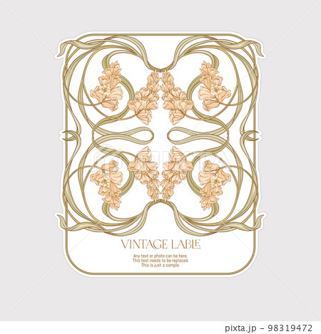 Decorative flowers and leaves in art nouveau style, Decorative flowers and leaves in art nouveau style, 98319472