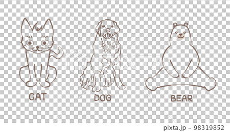 可愛的動物著色插圖集 可愛的動物著色插圖集 98319852