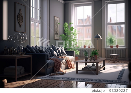 architectural visualization of living room 98320227