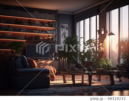architectural visualization of living room 98320232