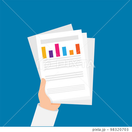 Auditor work desk, accounting paperwork, business research, financial audit, auditing tax process, report data analysis, analytics, financial research report, project desktop vector, color background 98320703