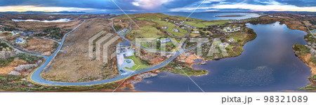 Aerial view of Pound Lough by Portnoo in County Donegal, Ireland. 98321089