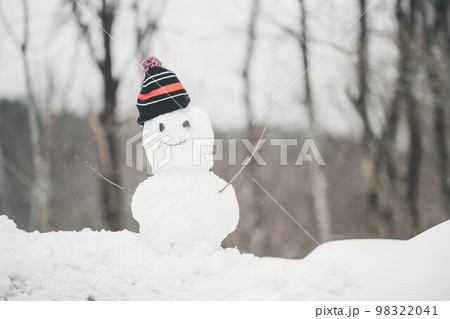 雪だるまを作って遊ぶ女性 98322041