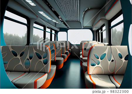 Business bus Interior in blue and white color. Business bus Interior in blue and white color. 98322300
