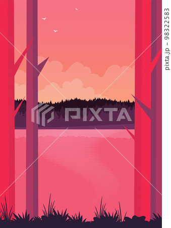 Flat vector banner with landscape. Background illustration Flat vector banner with landscape. Background illustration 98322583