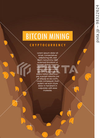 Bitcoin mining concept with pickaxe and coin flat vector 98322624